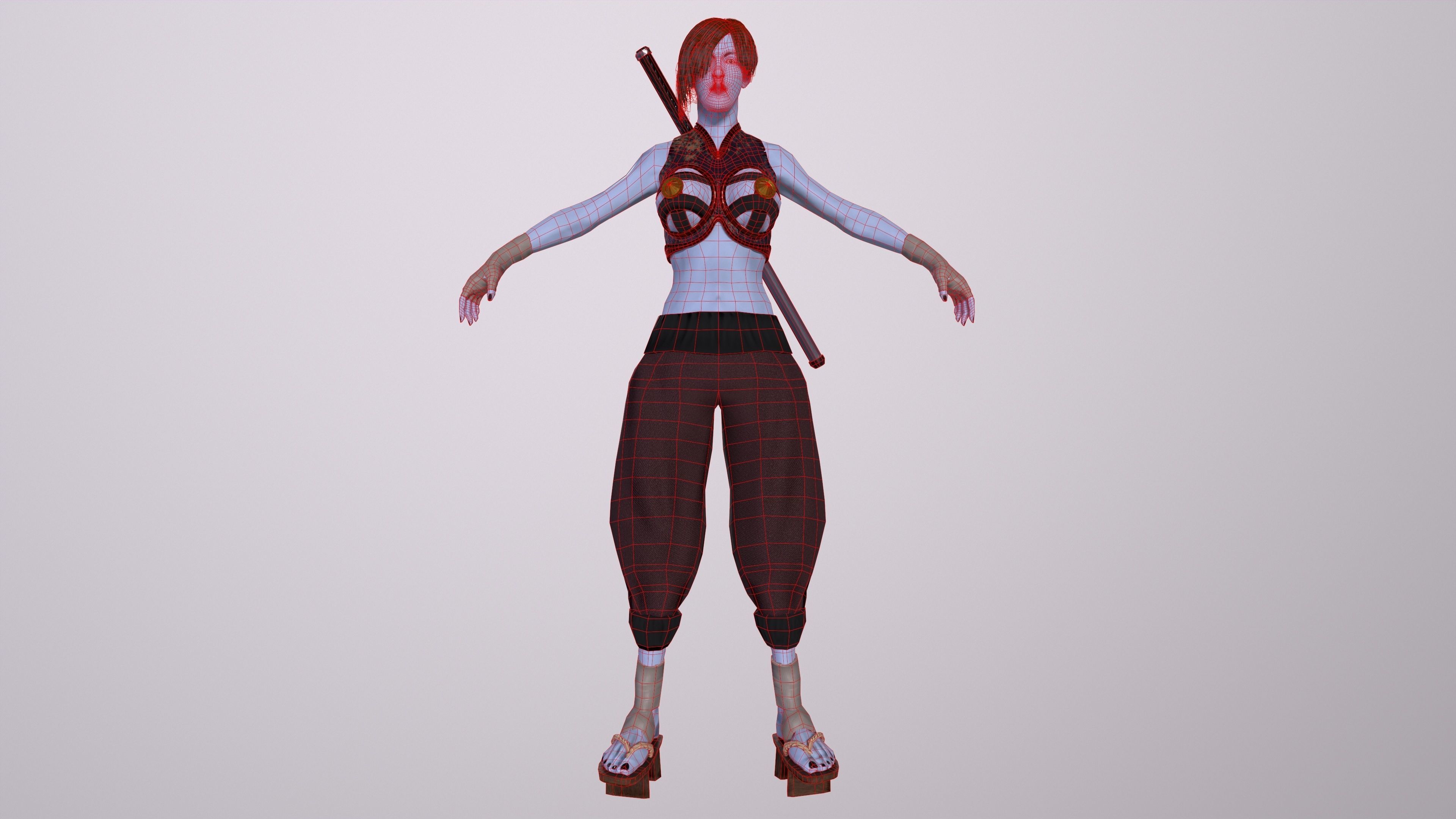 Ninja Girl Game Ready Low-poly 3D model Low-poly 3D model_22