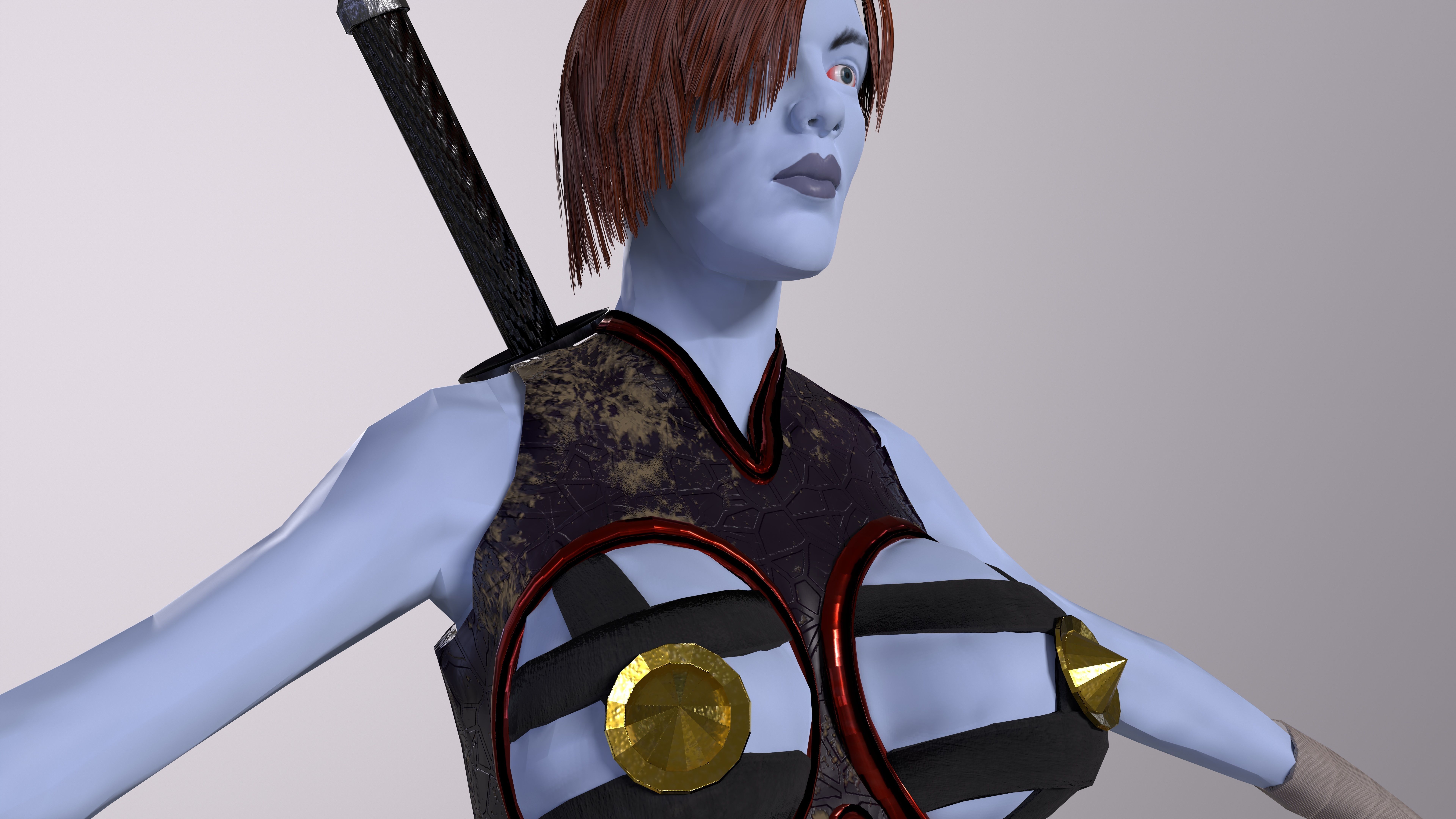 Ninja Girl Game Ready Low-poly 3D model Low-poly 3D model_20