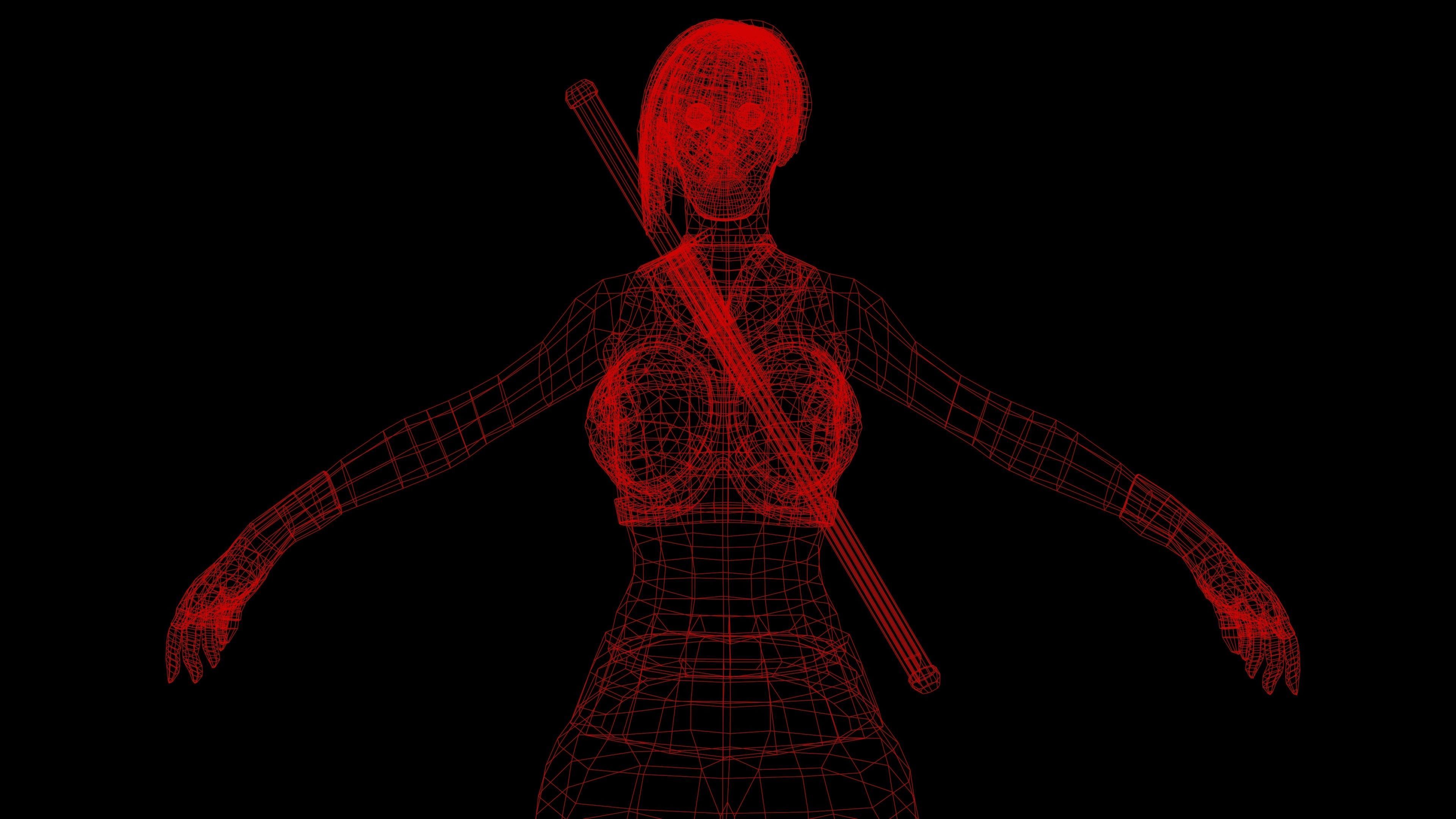 Ninja Girl Game Ready Low-poly 3D model Low-poly 3D model_24