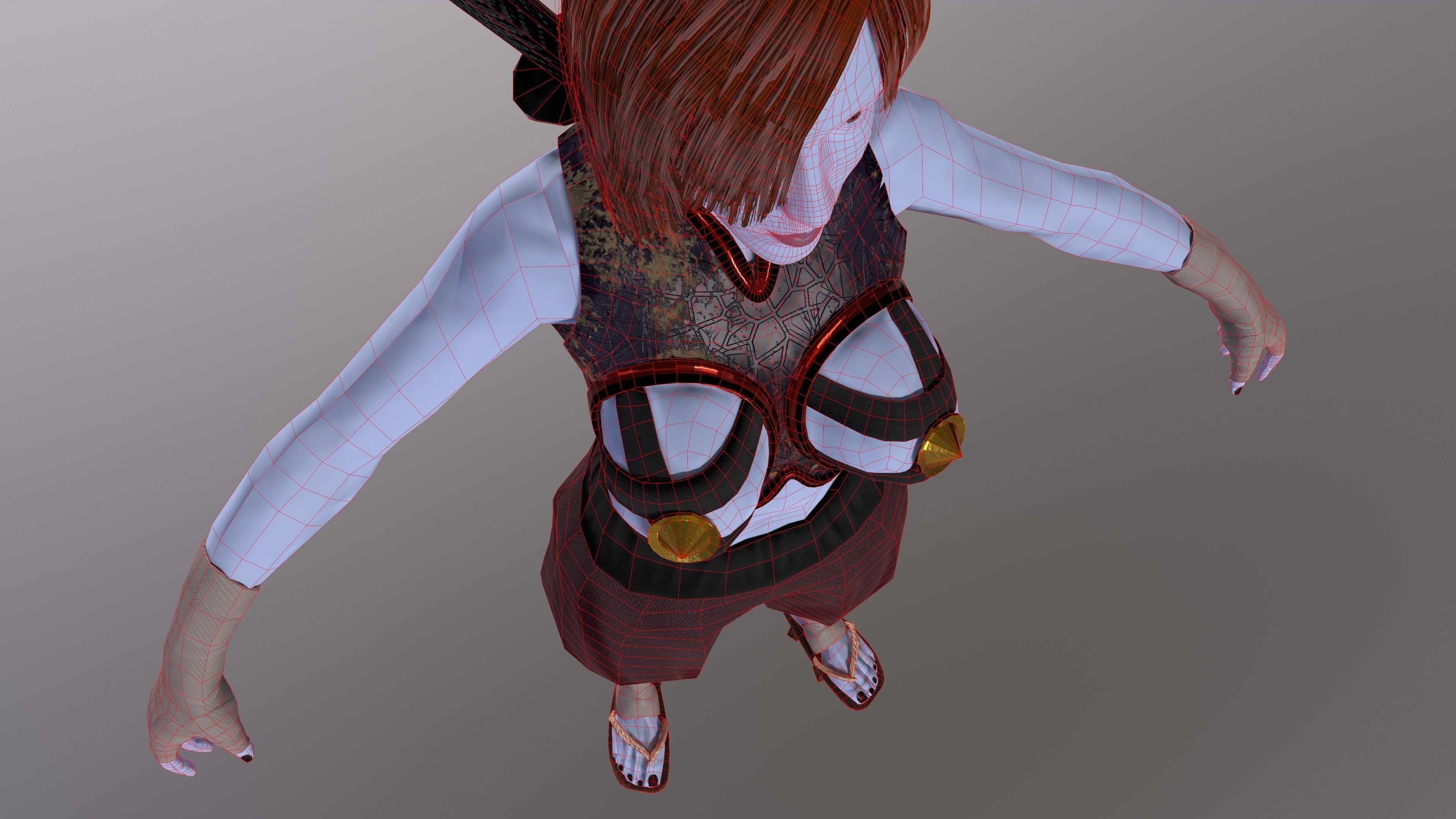 Ninja Girl Game Ready Low-poly 3D model Low-poly 3D model_59