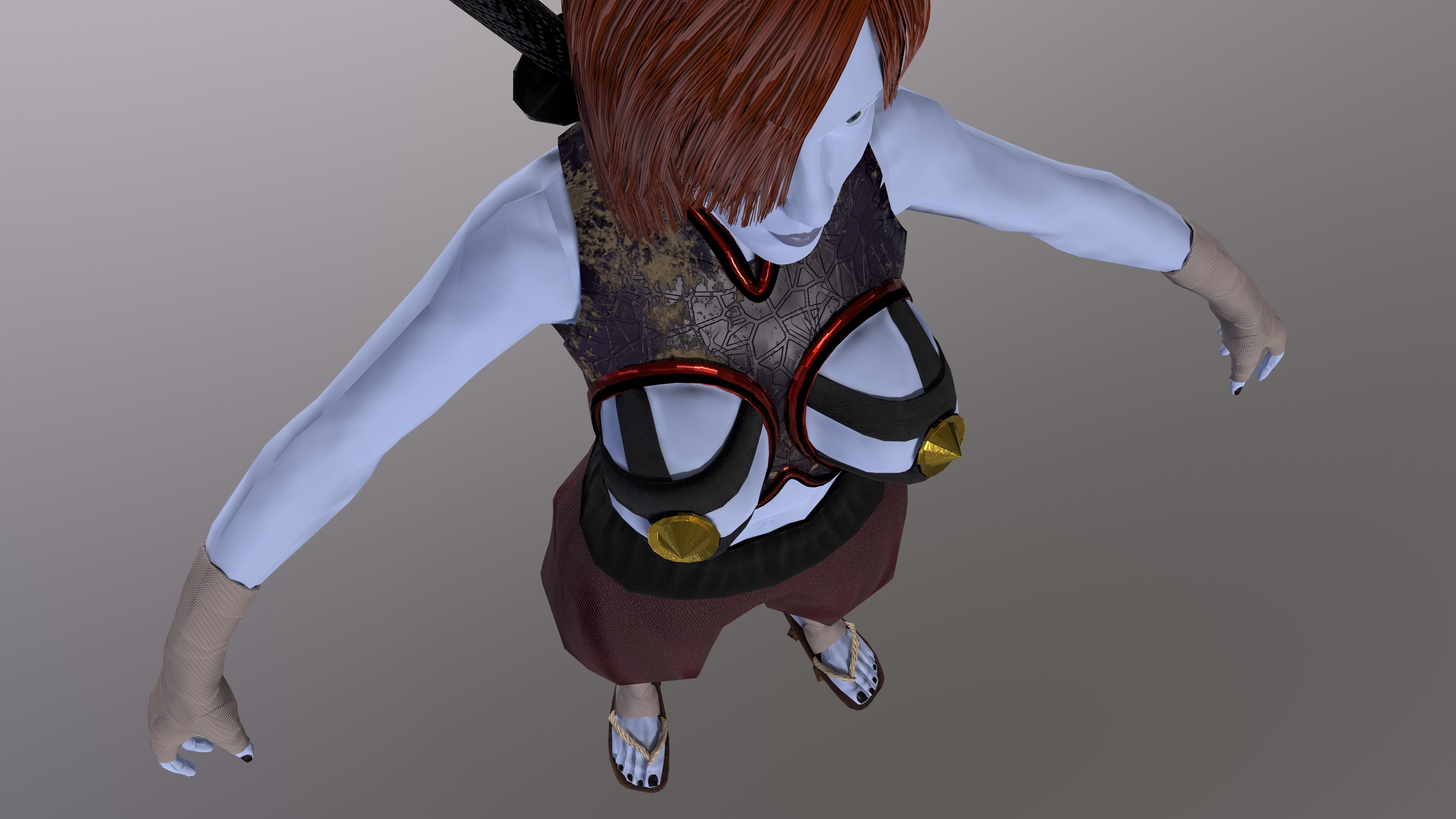 Ninja Girl Game Ready Low-poly 3D model Low-poly 3D model_18