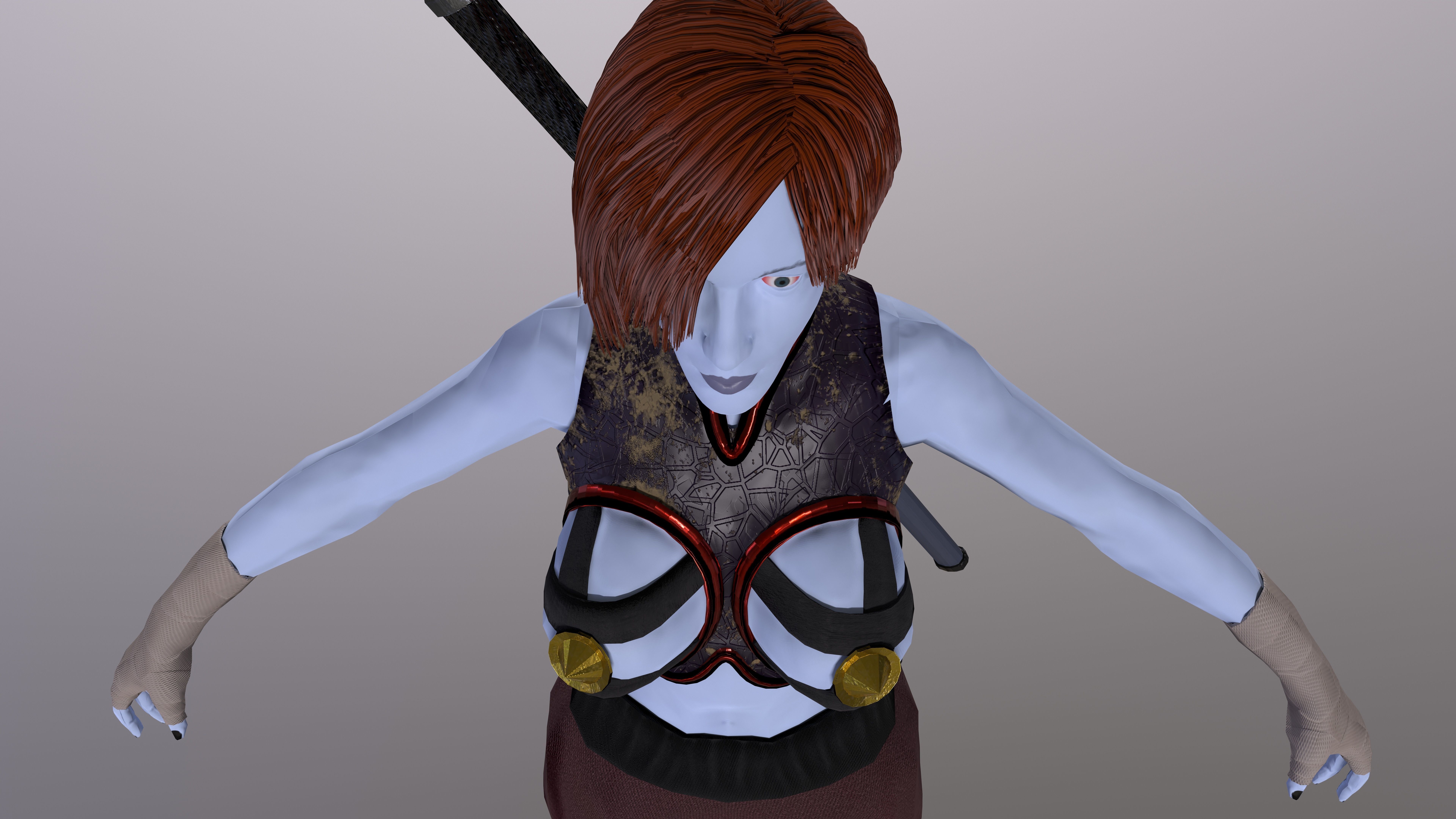 Ninja Girl Game Ready Low-poly 3D model Low-poly 3D model_5