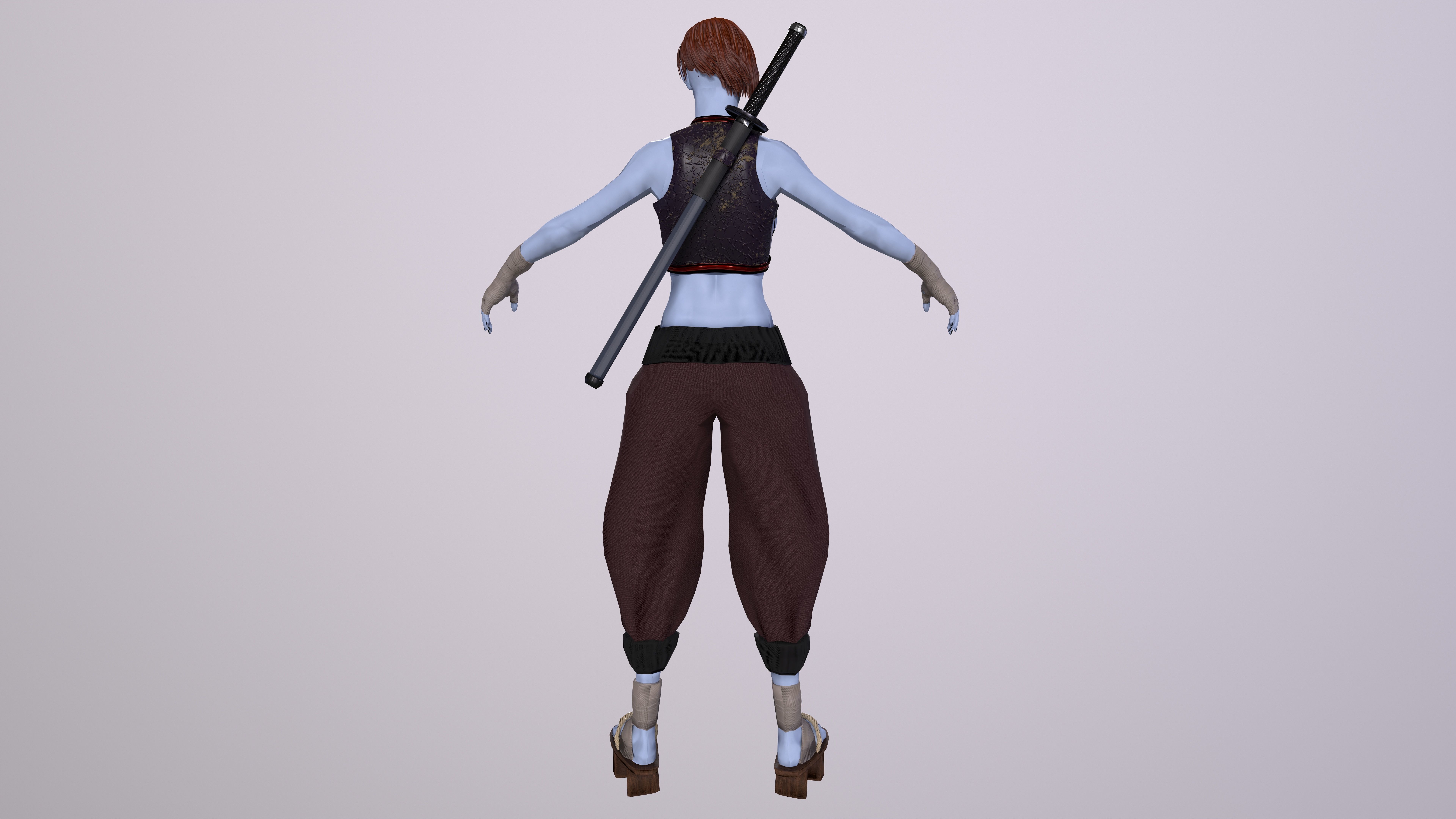 Ninja Girl Game Ready Low-poly 3D model Low-poly 3D model_4