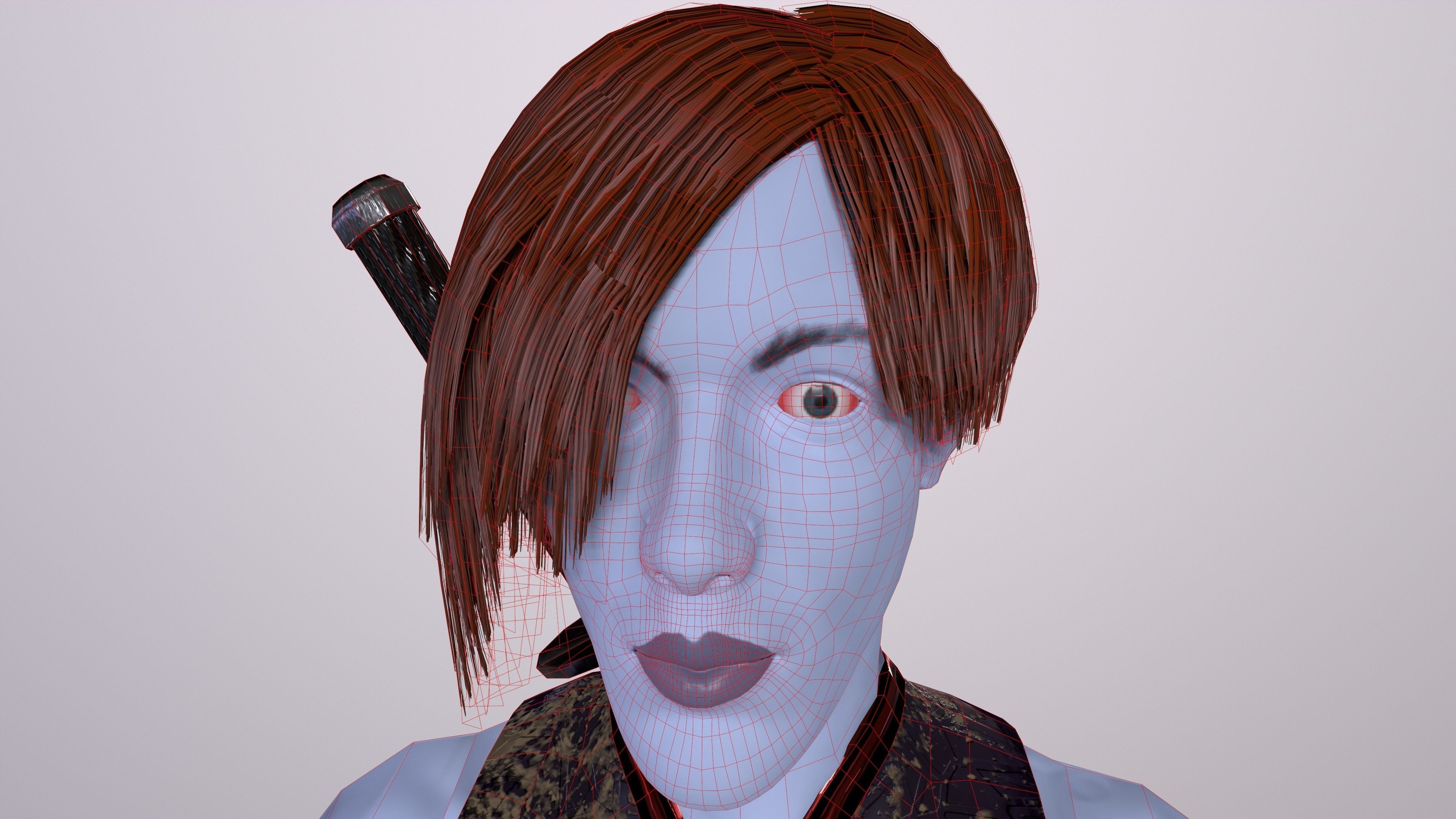 Ninja Girl Game Ready Low-poly 3D model Low-poly 3D model_56