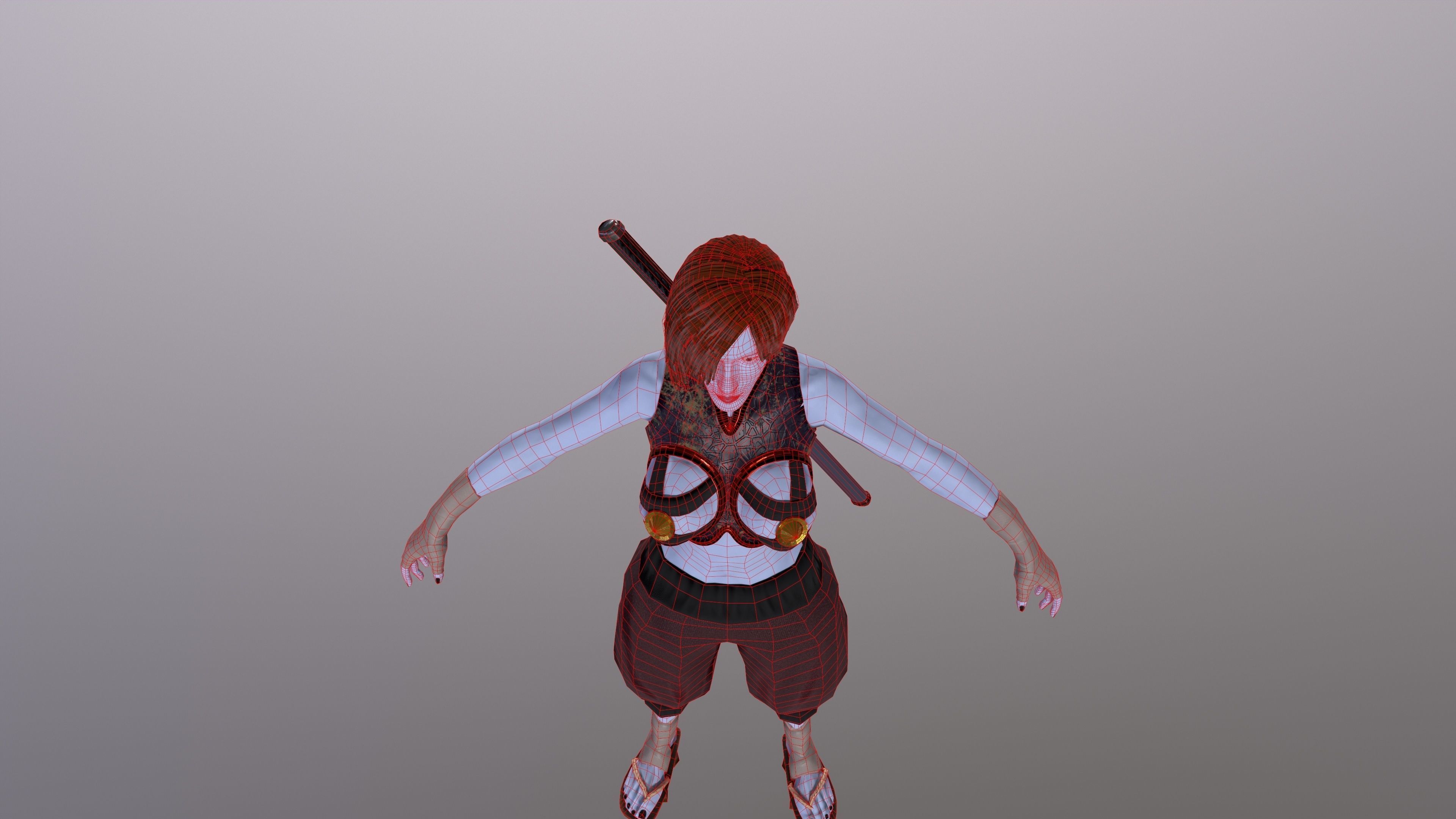 Ninja Girl Game Ready Low-poly 3D model Low-poly 3D model_49