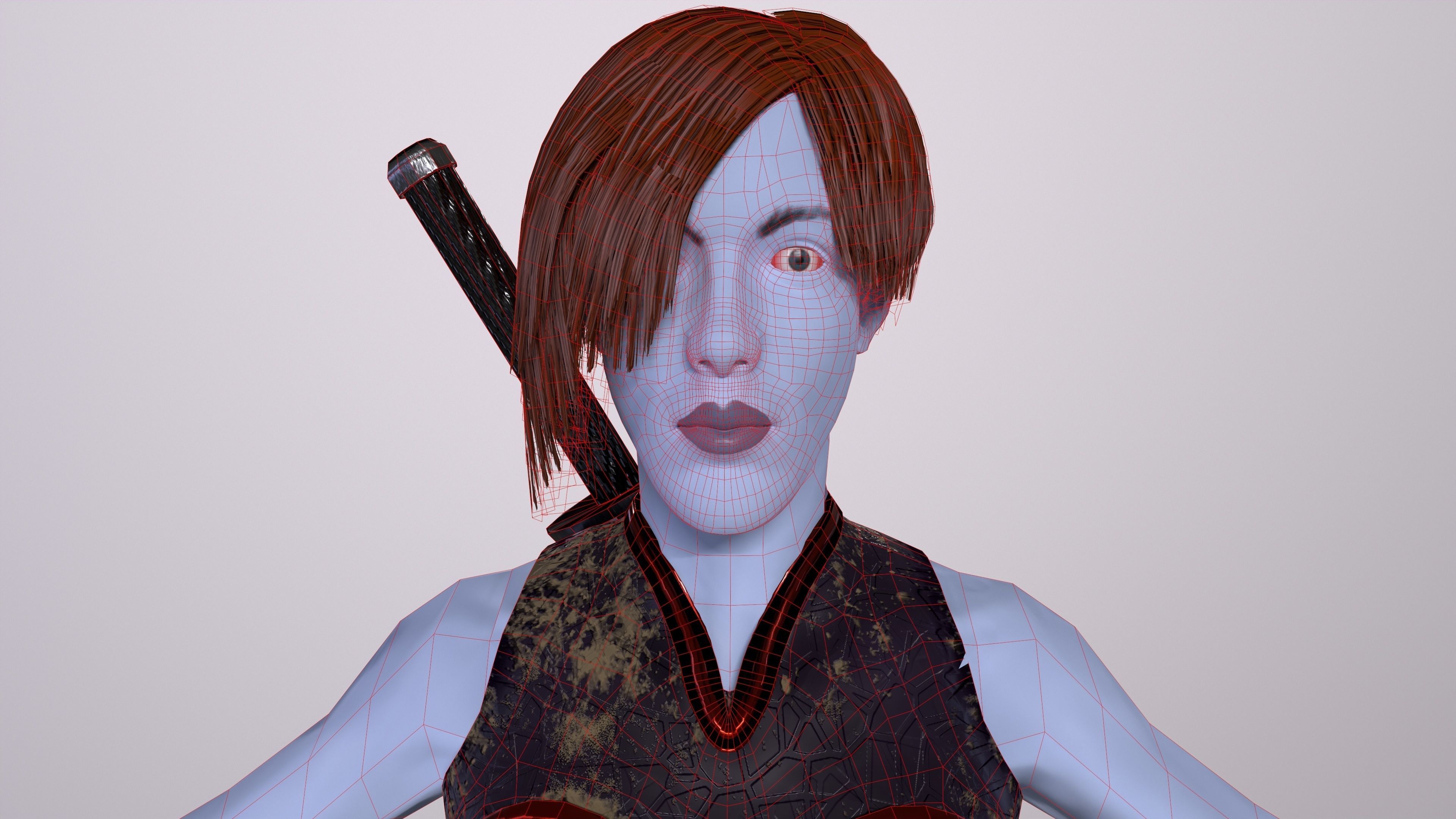 Ninja Girl Game Ready Low-poly 3D model Low-poly 3D model_26