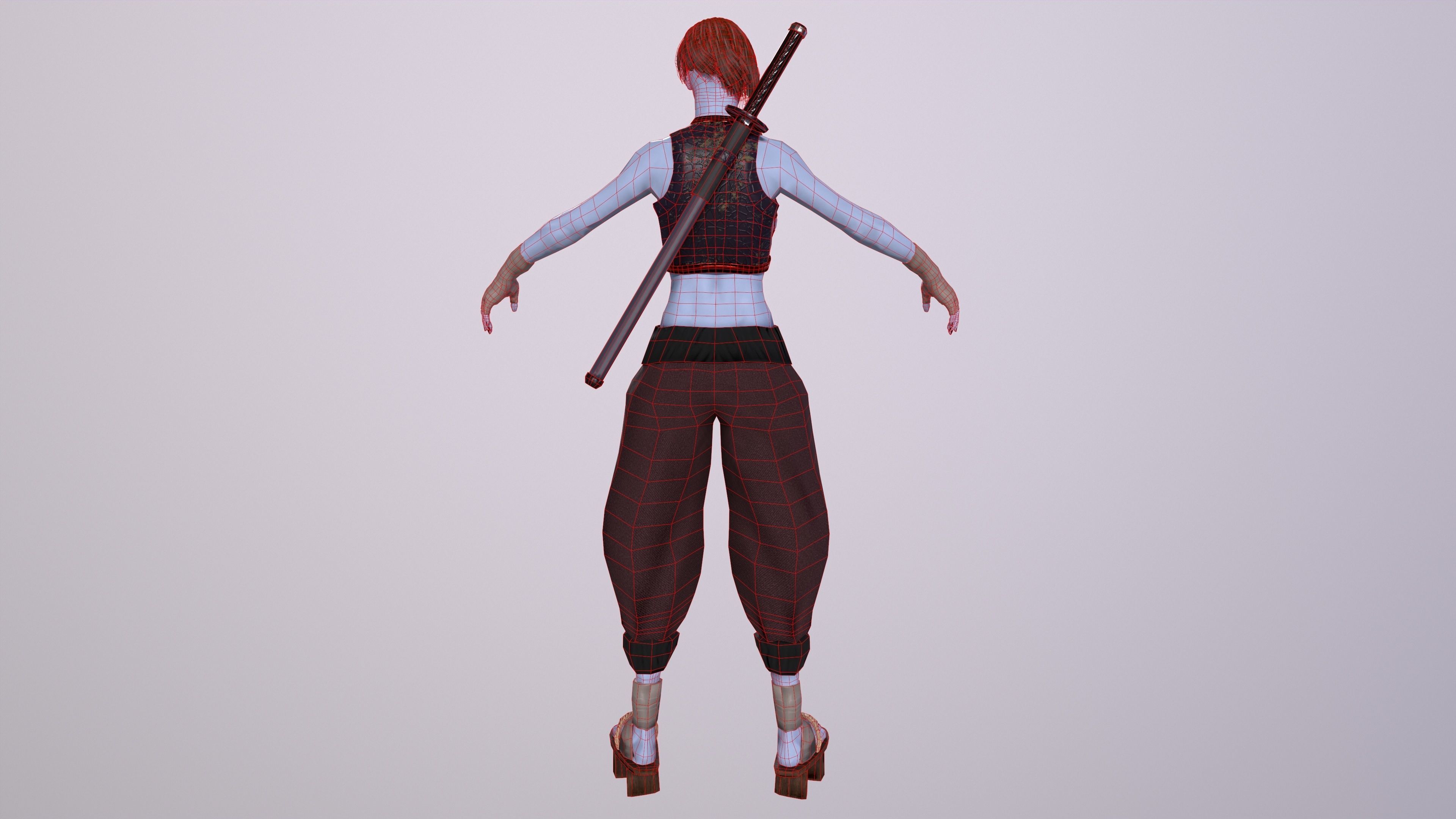 Ninja Girl Game Ready Low-poly 3D model Low-poly 3D model_46