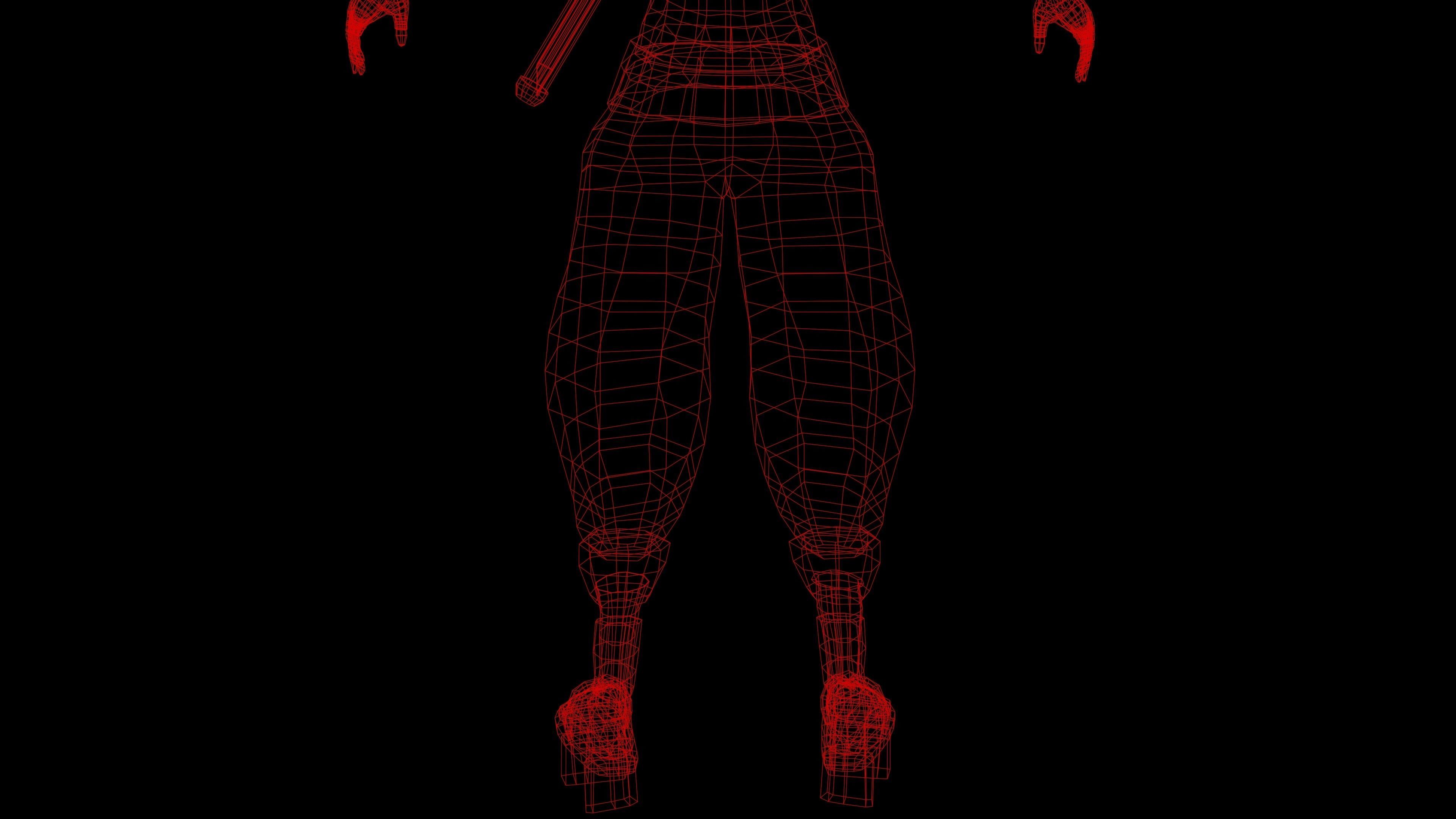 Ninja Girl Game Ready Low-poly 3D model Low-poly 3D model_42