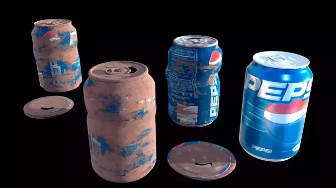 Pepsi Can Set Low-poly 3D model