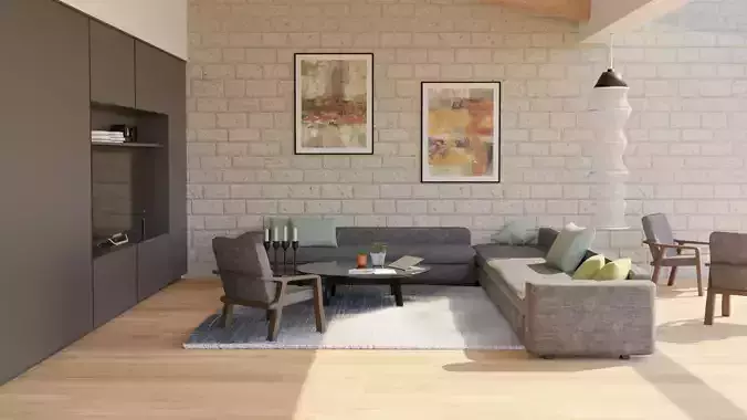 Chair living room with furniture and wooden walls