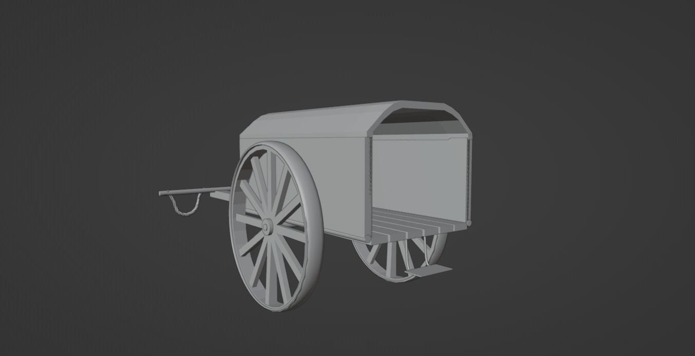 Midieval cart Low-poly 3D model_7