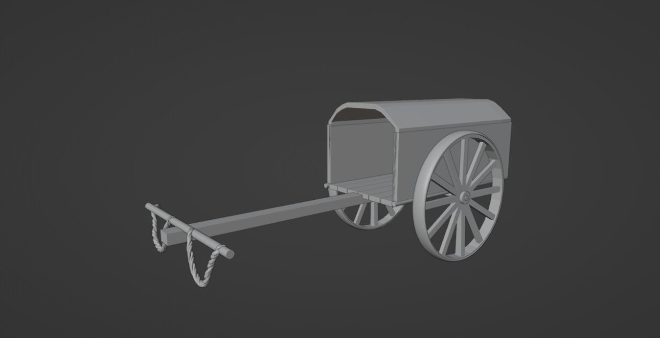 Midieval cart Low-poly 3D model_6