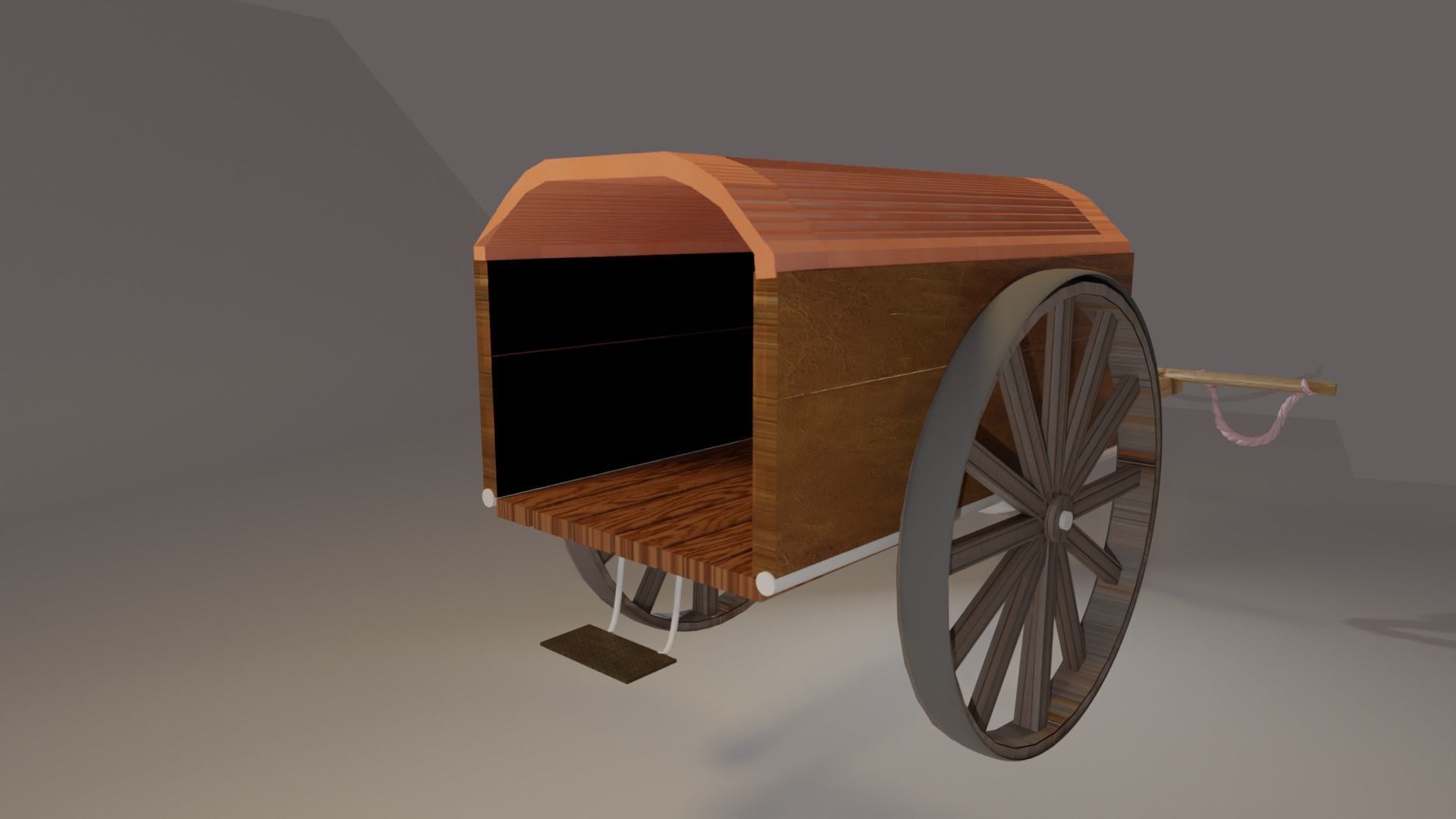 Midieval cart Low-poly 3D model_3
