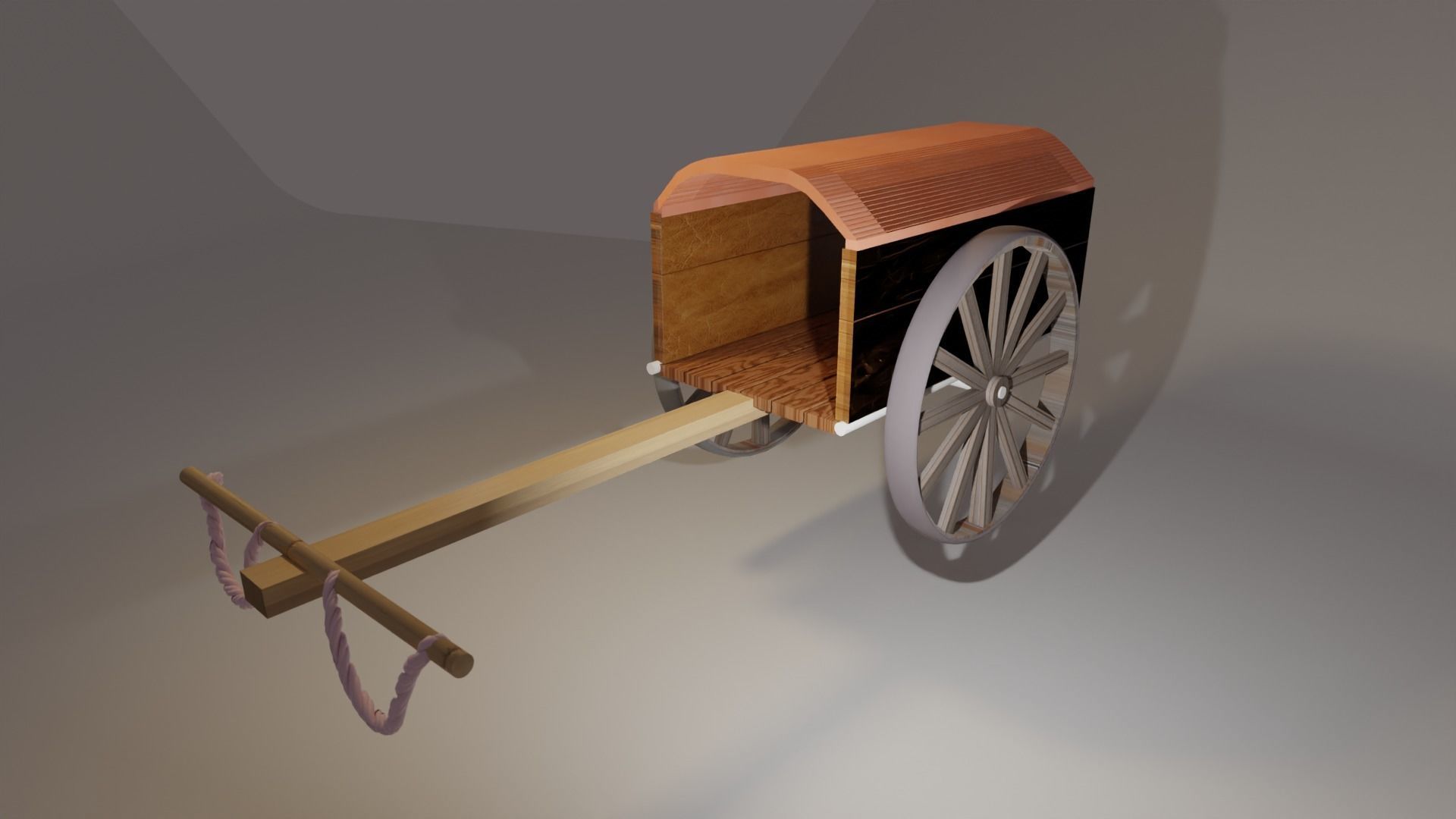 Midieval cart Low-poly 3D model_2