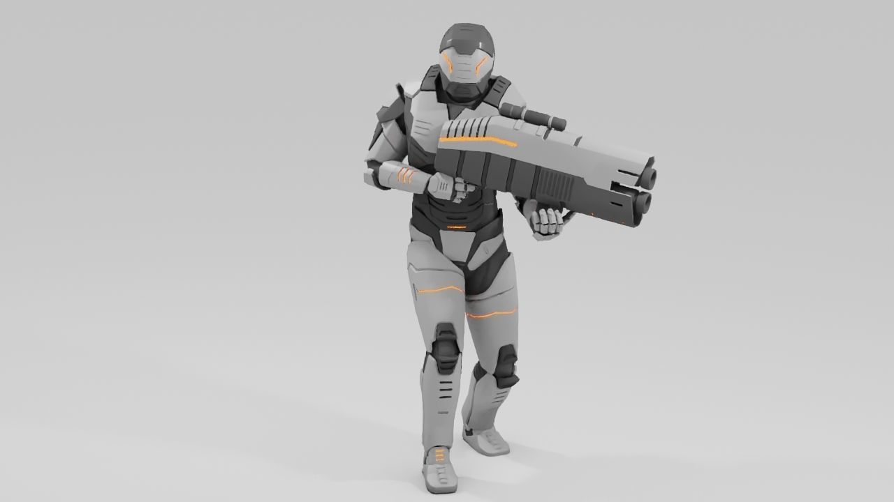 Sci- fi  soldier rigged animated character 3D model_4