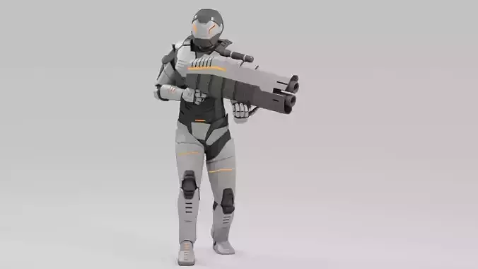 Sci- fi  soldier rigged animated character 3D model Sci- fi  soldier rigged animated character 3D model