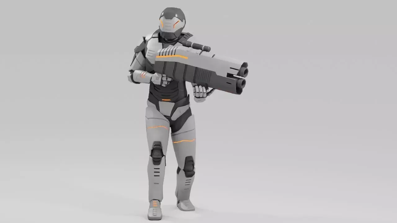 Sci- fi  soldier rigged animated character 3D model_0
