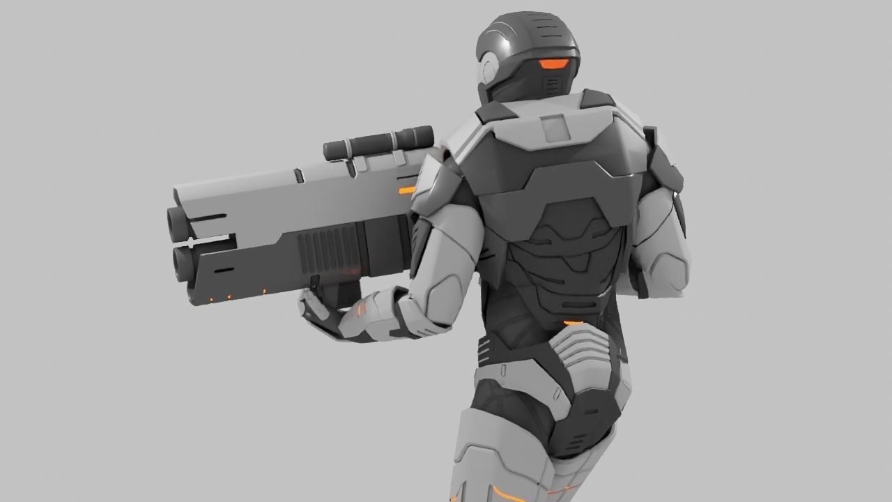 Sci- fi  soldier rigged animated character 3D model_1