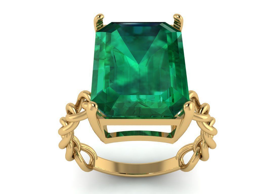 Octagonal 14x10 mm Gem Chain Ring 3D print model_8