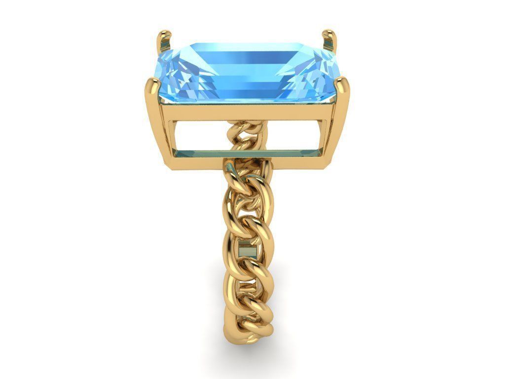 Octagonal 14x10 mm Gem Chain Ring 3D print model_3