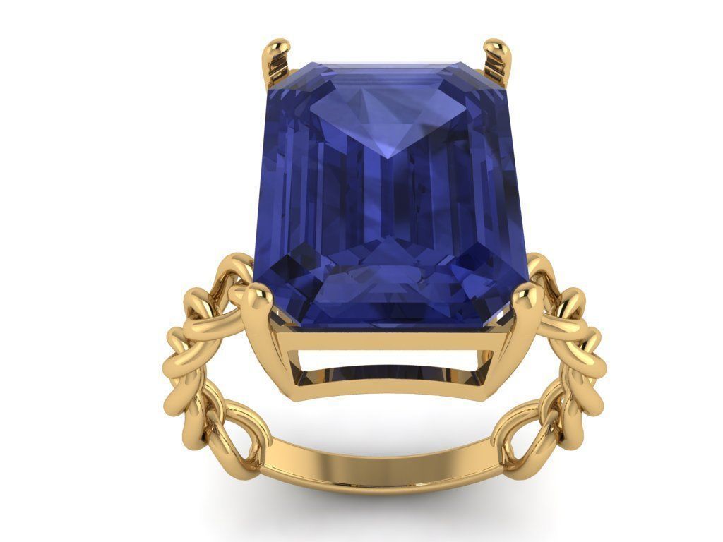 Octagonal 14x10 mm Gem Chain Ring 3D print model_6