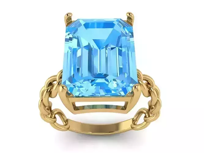 Octagonal 14x10 mm Gem Chain Ring