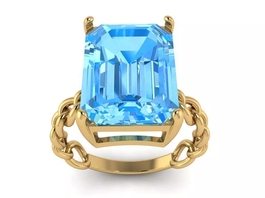 Octagonal 14x10 mm Gem Chain Ring 3D print model_0