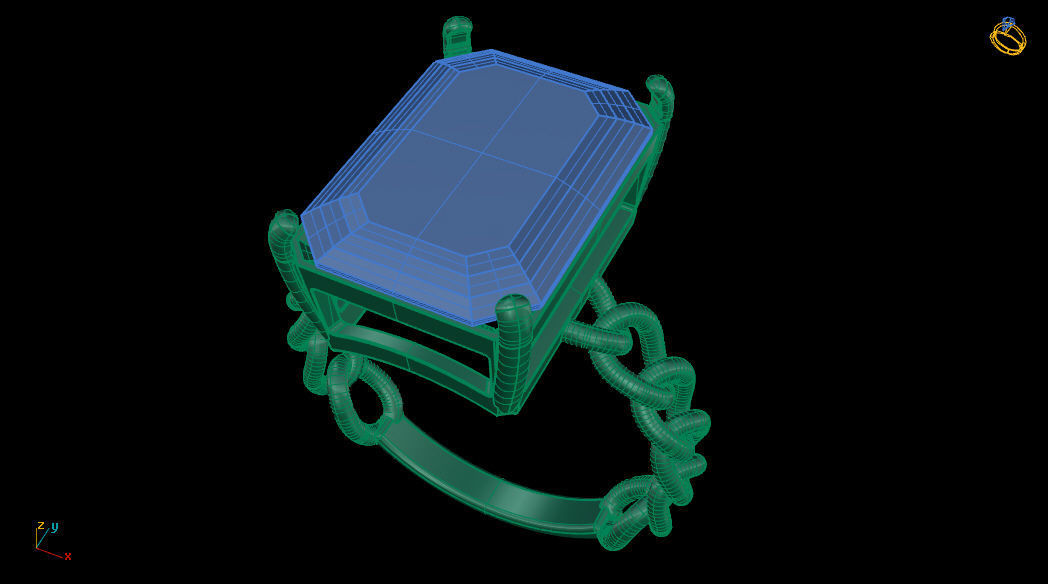 Octagonal 14x10 mm Gem Chain Ring 3D print model_9