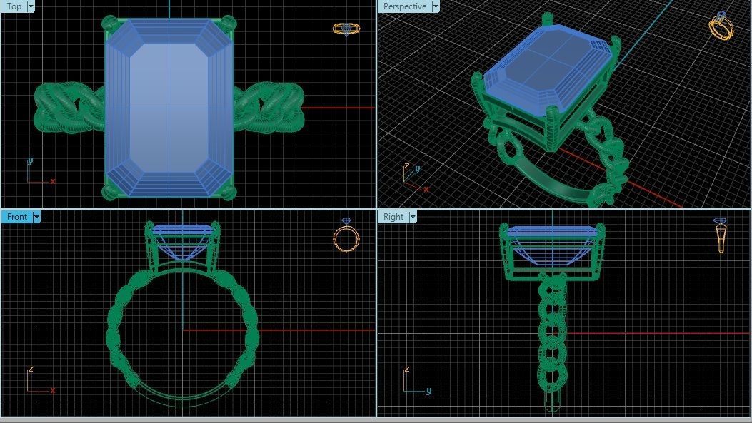Octagonal 14x10 mm Gem Chain Ring 3D print model_1