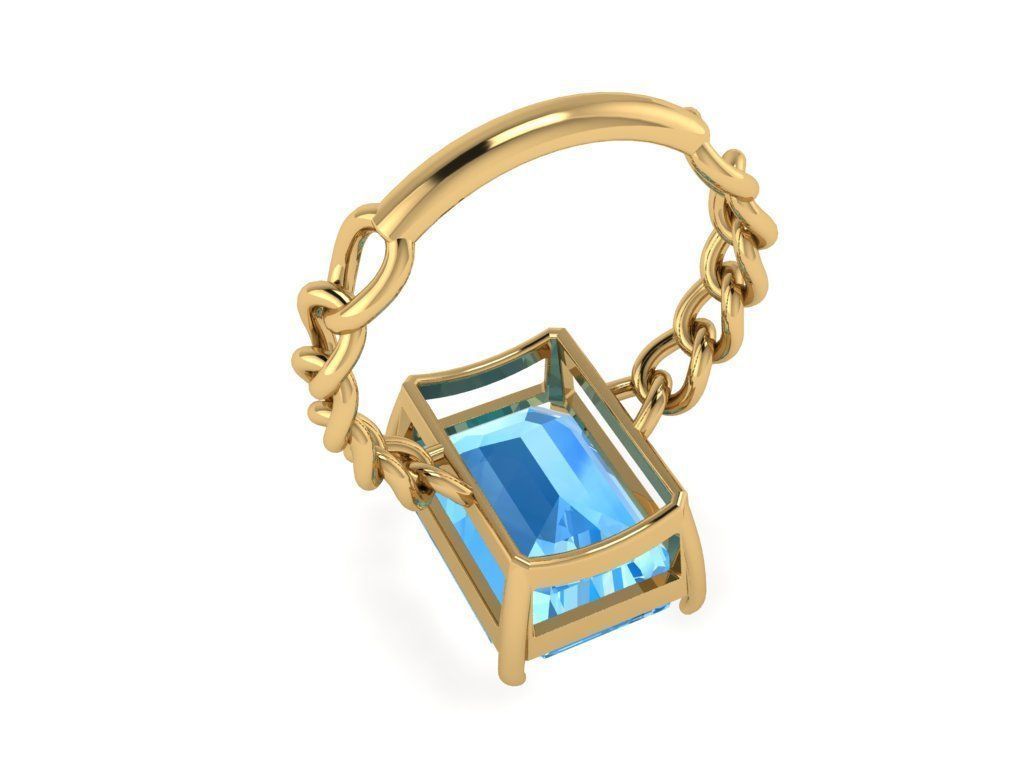 Octagonal 14x10 mm Gem Chain Ring 3D print model_5