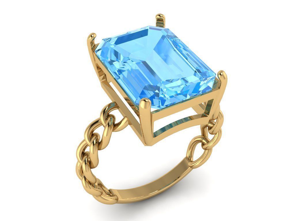 Octagonal 14x10 mm Gem Chain Ring 3D print model_2
