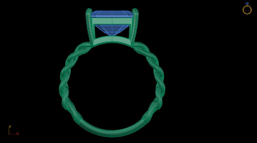 Octagonal 14x10 mm Gem Chain Ring 3D print model_13