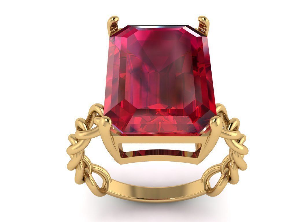 Octagonal 14x10 mm Gem Chain Ring 3D print model_7