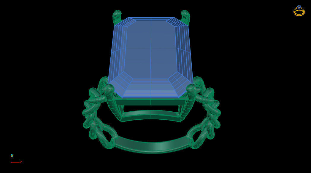 Octagonal 14x10 mm Gem Chain Ring 3D print model_10