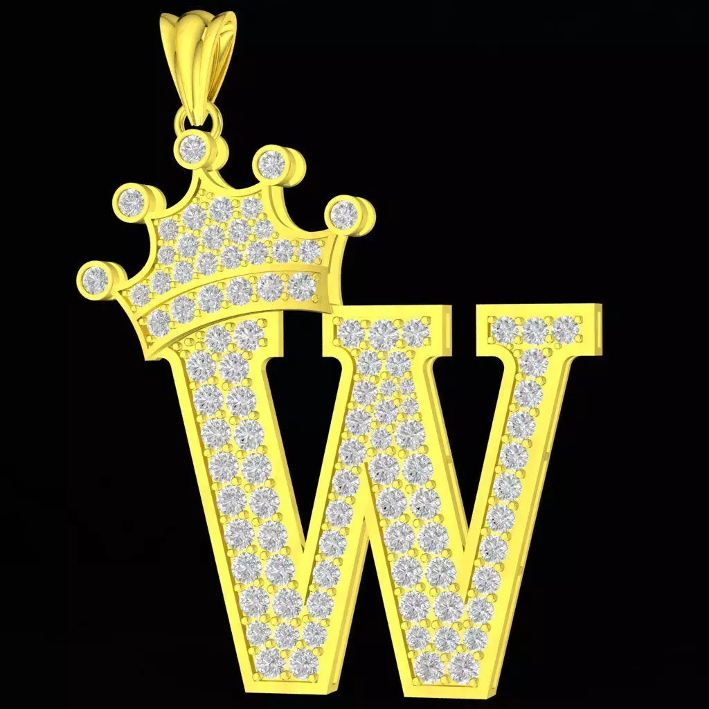 Luxury Diamond Letter W Pendant 3187 3D print model
