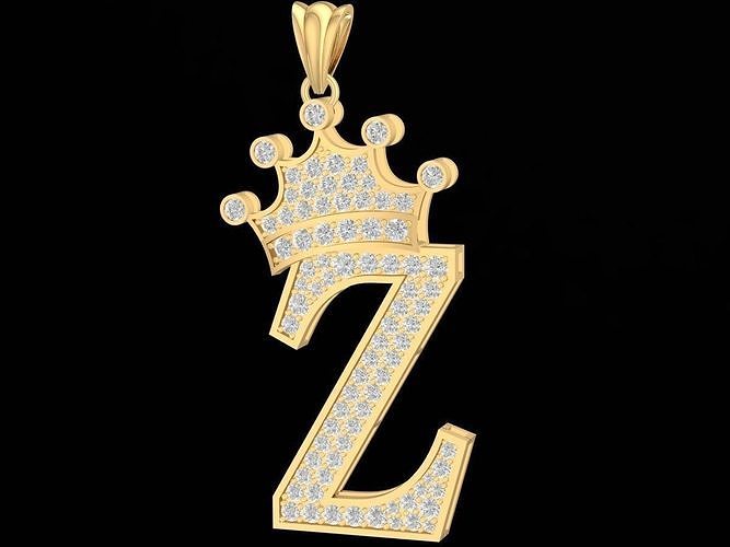 luxury diamond crown letter Z pendant 3189 3D print model
