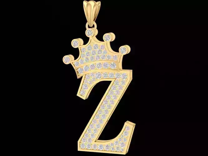 luxury diamond crown letter Z pendant 3189