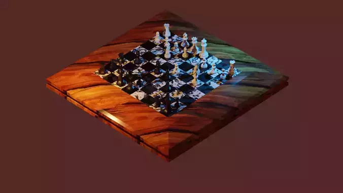 Chess desk with pieces