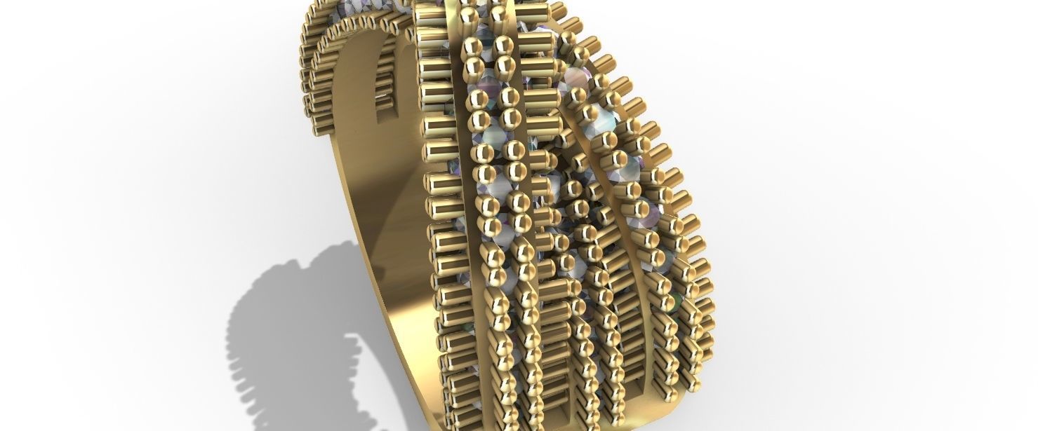 complex wavy spikes ring stl verified 3D print model_1