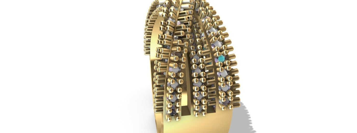 complex wavy spikes ring stl verified 3D print model_4