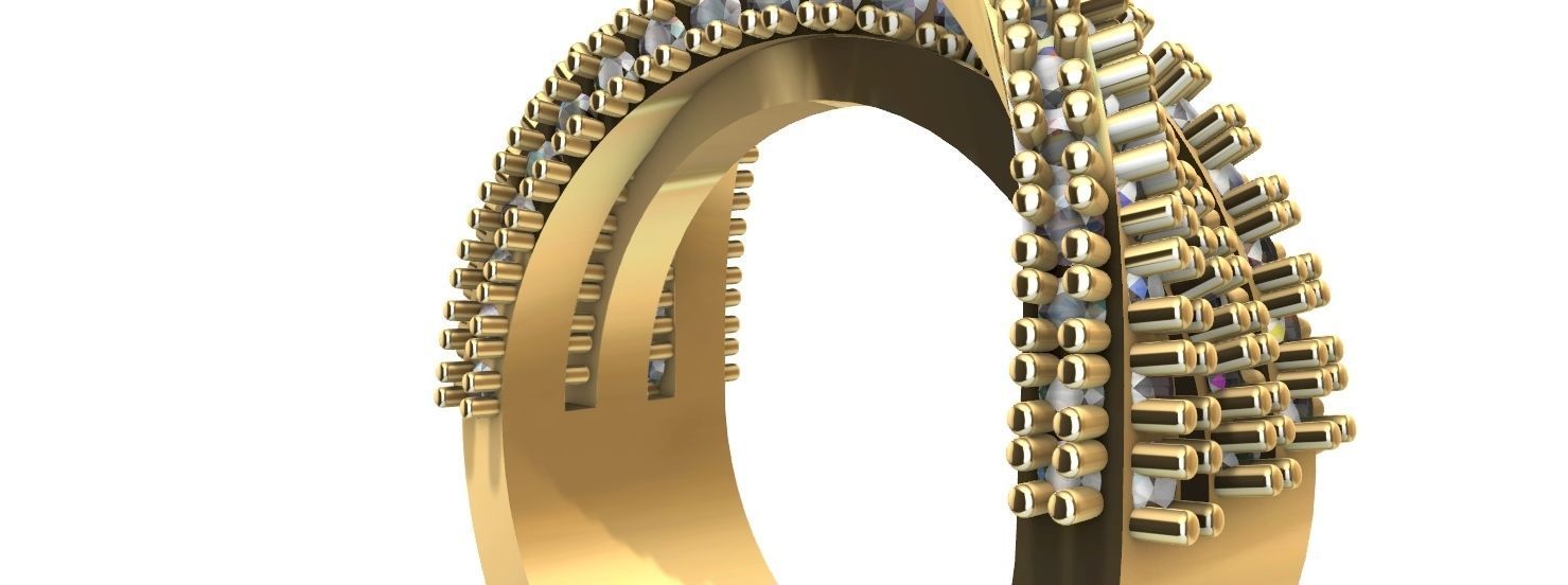 complex wavy spikes ring stl verified 3D print model_7