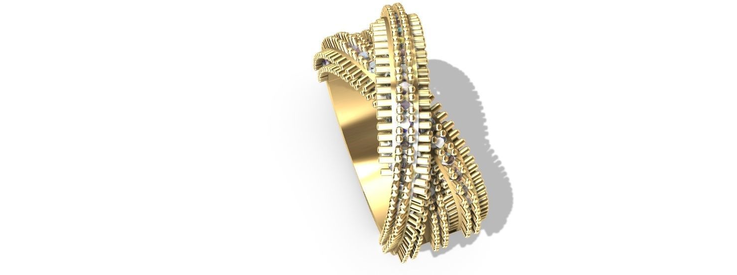 complex wavy spikes ring stl verified 3D print model_8