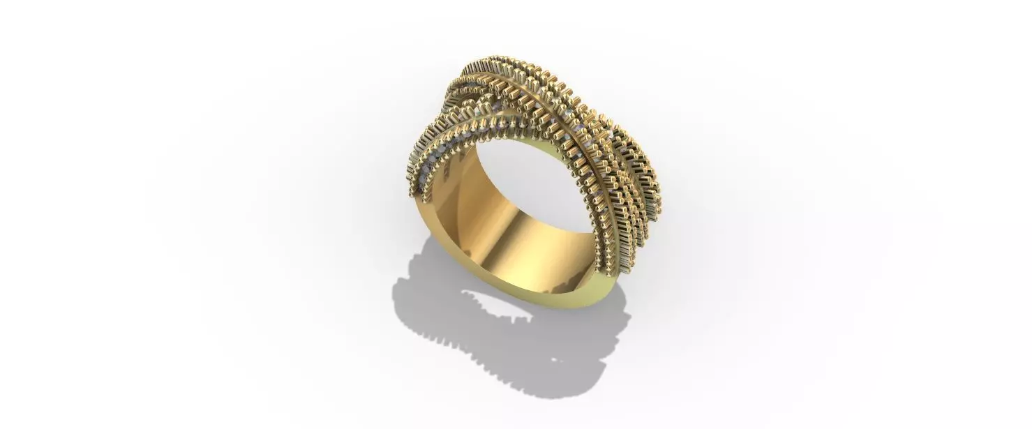 complex wavy spikes ring stl verified 3D print model_0