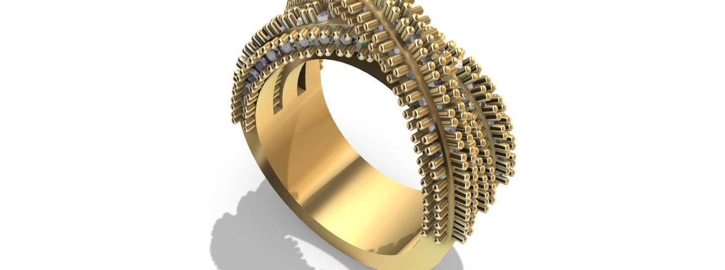 complex wavy spikes ring stl verified 3D print model_5