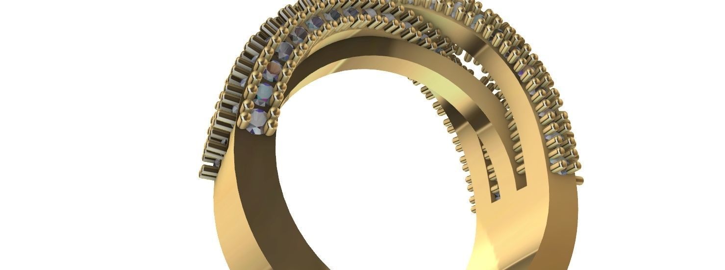 complex wavy spikes ring stl verified 3D print model_6