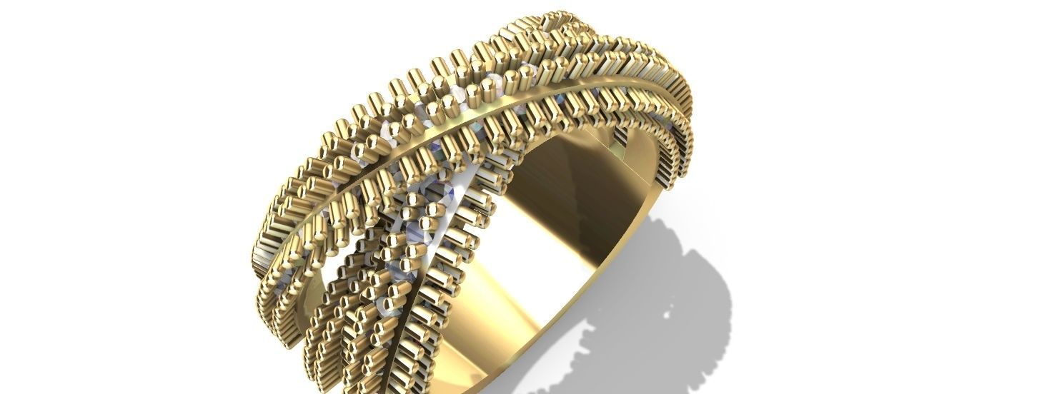complex wavy spikes ring stl verified 3D print model_3