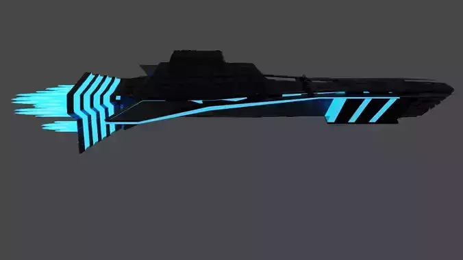 Destroyer spaceship with lights