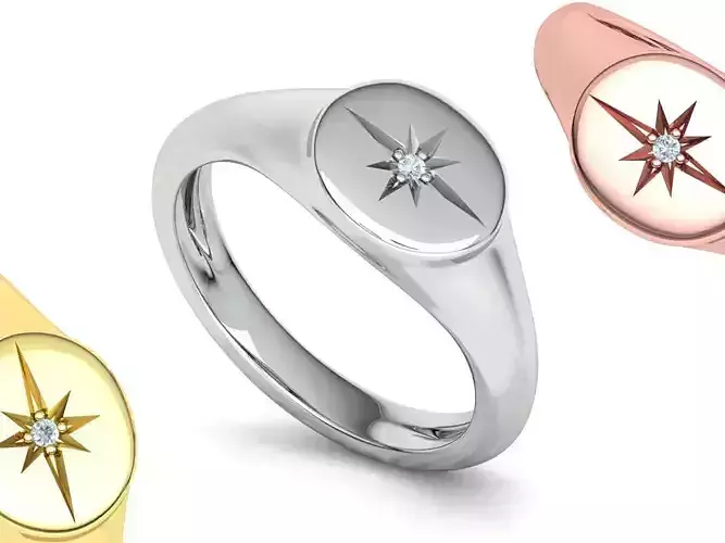 Pinky Signet Star Ring Fifth Finger Ring 3dmodel 3D print model