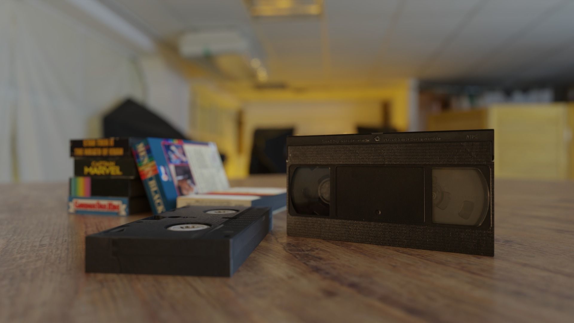 Video VHS Tape with assorted vintage box covers 3D model_1