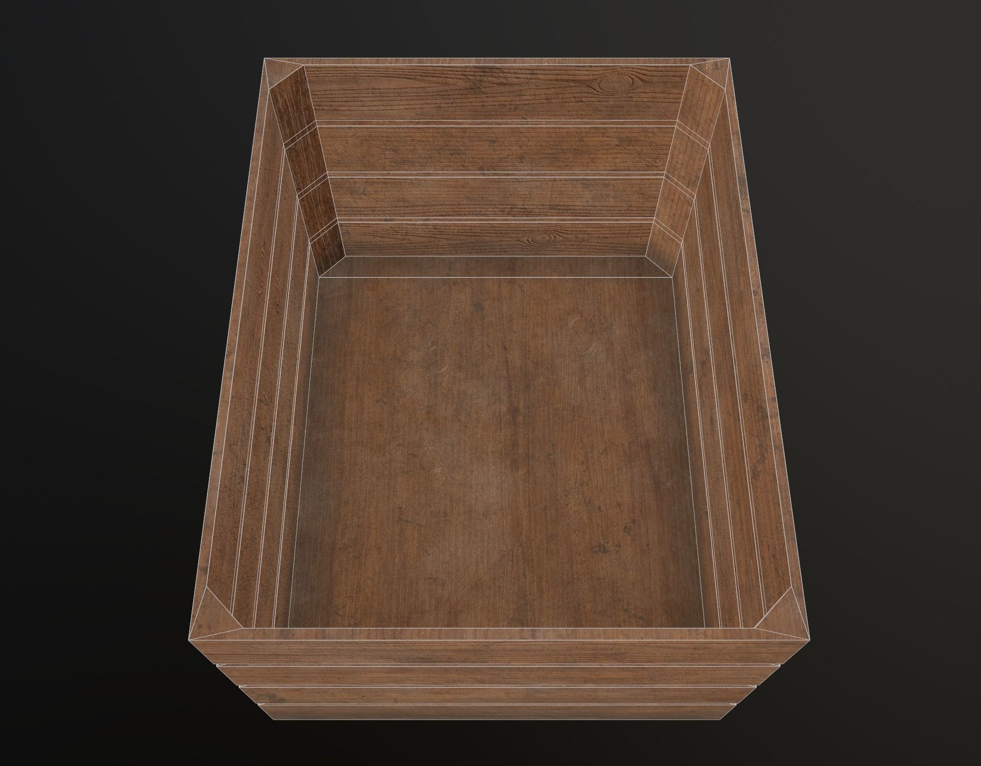 Wooden box Low-poly 3D model_4